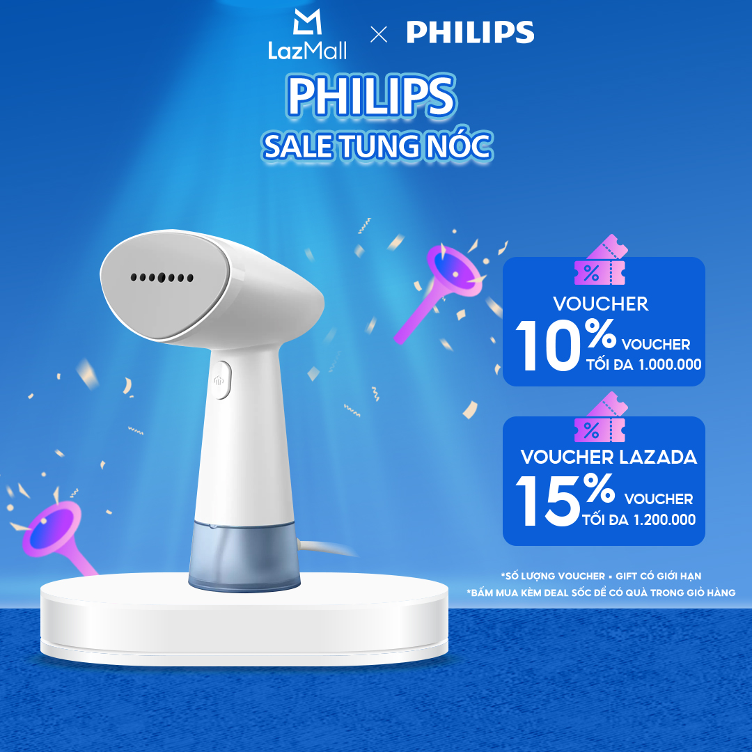Bàn Ủi Hơi Nước Cầm Tay Philips Series 1000 STH1000/10 - Thiết Kế Nhỏ Gọn Nhẹ, Công Suất Mạnh, Khoang Chứa Nước 85ML - Hàng Phân Phối Chính Hãng