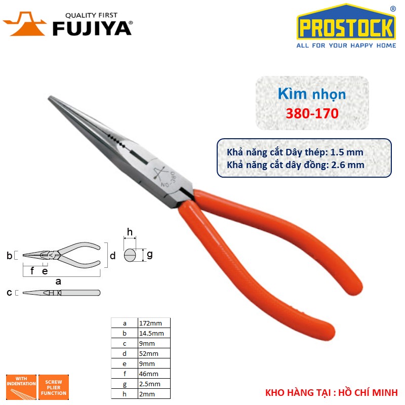Kìm nhọn fujiya 7” 380-170