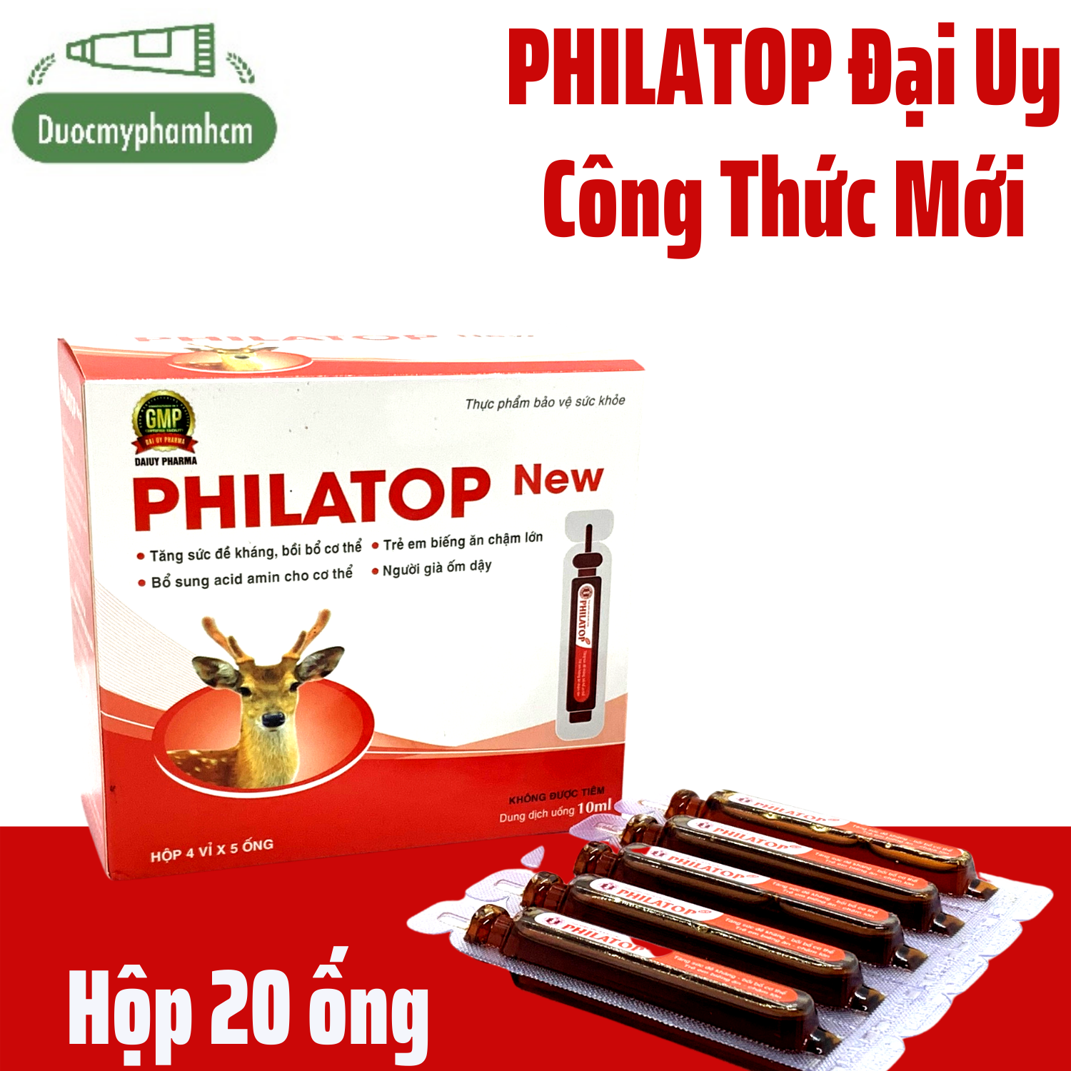 [HCM]Philatop New Công Thức Mới Đột Phá Đại Uy ống nhựa dùng cho trẻ biếng ăn chậm lớn, Hộp 20 ống ( Ống nhựa )