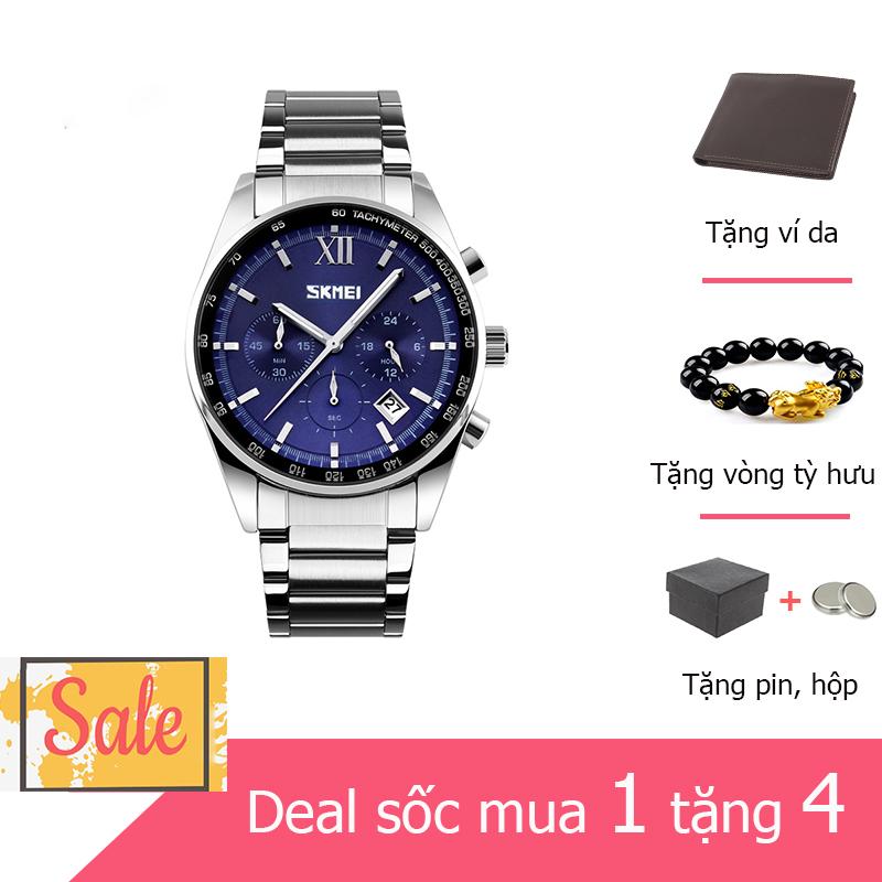 Đồng Hồ Nam Thời Trang Chống Nước Skmei ( Xanh ) 01 - Tặng Ví Da Cao Cấp
