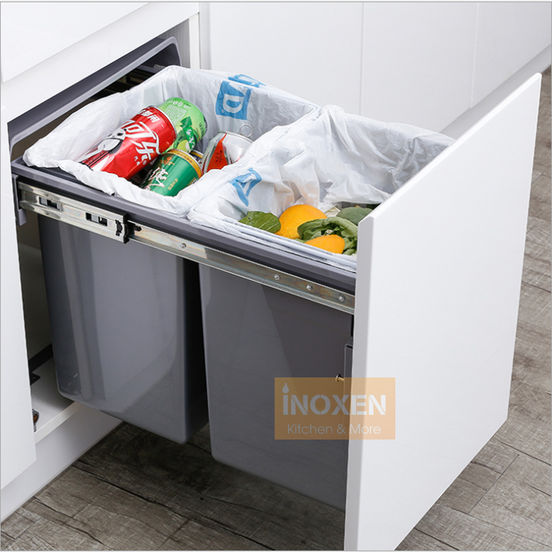 [Phụ Kiện Tủ Bếp Nhập Khẩu] Thùng đựng rác đôi gắn cánh tủ bếp INOXEN WBA-30L