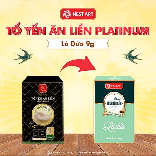 Tổ Yến Ăn Liền Nest Art Platinum Vị Lá Dứa 16g - Yến Sào Nha Trang