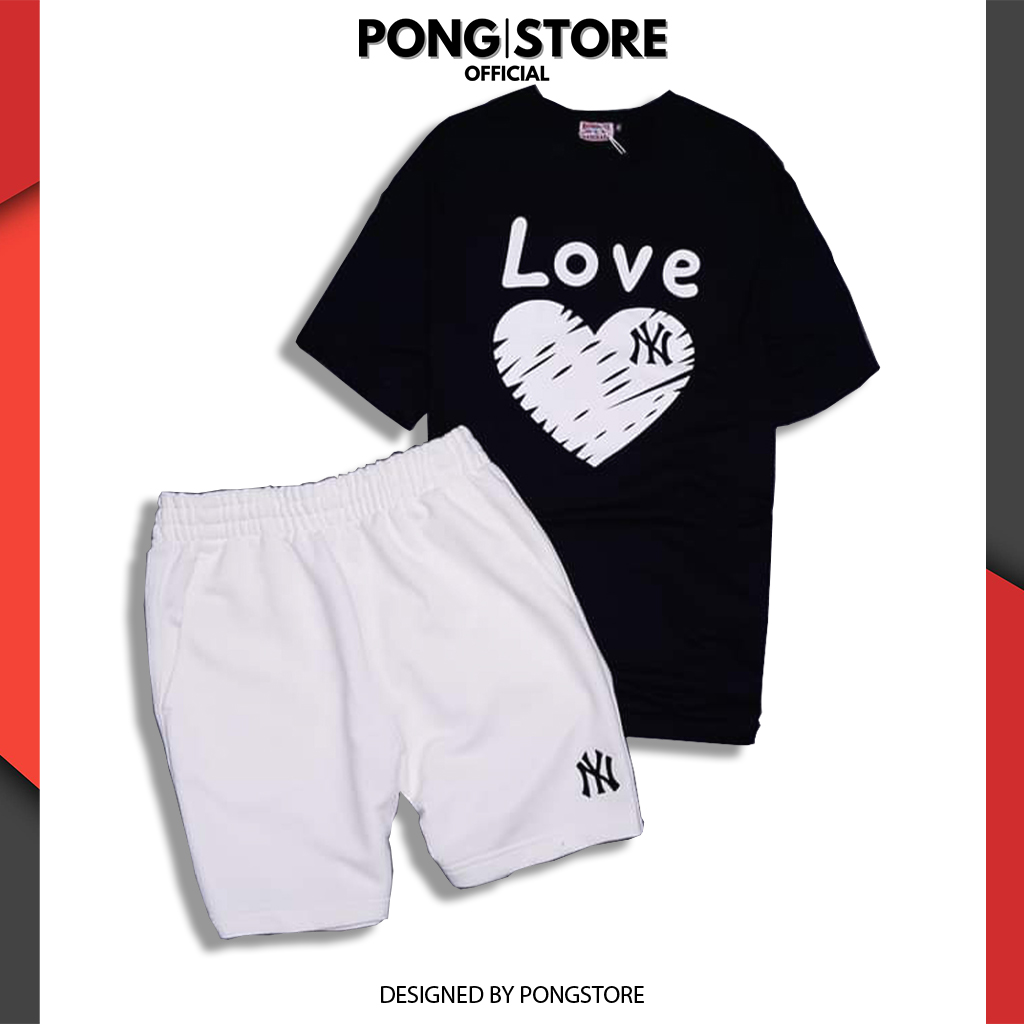 Bồ đồ nam hè thời trang hàn quốc LOVE NY, Set đồ nam mặc nhà cộc tay chất thun thoáng mát form rộng từ 30kg 70kg PONGSTORE