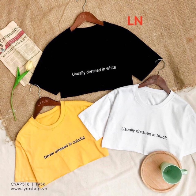 Áo croptop dòng chữ nhỏ ngắn tay LNG0320