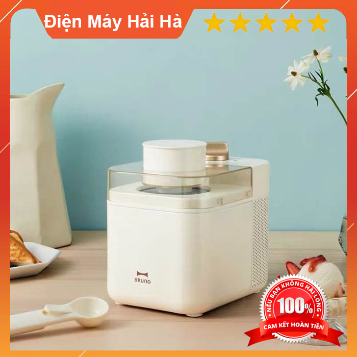 Máy làm kem tươi mini chính hãng Bruno B01 của Nhật, có thể làm kem cứng và kem mềm tùy theo sở thích, cho ngày hè nóng nực trở nên mát mẻ với bát kem ngon đảm bảo dinh dưỡng và vệ sinh, bảo hành 12 tháng