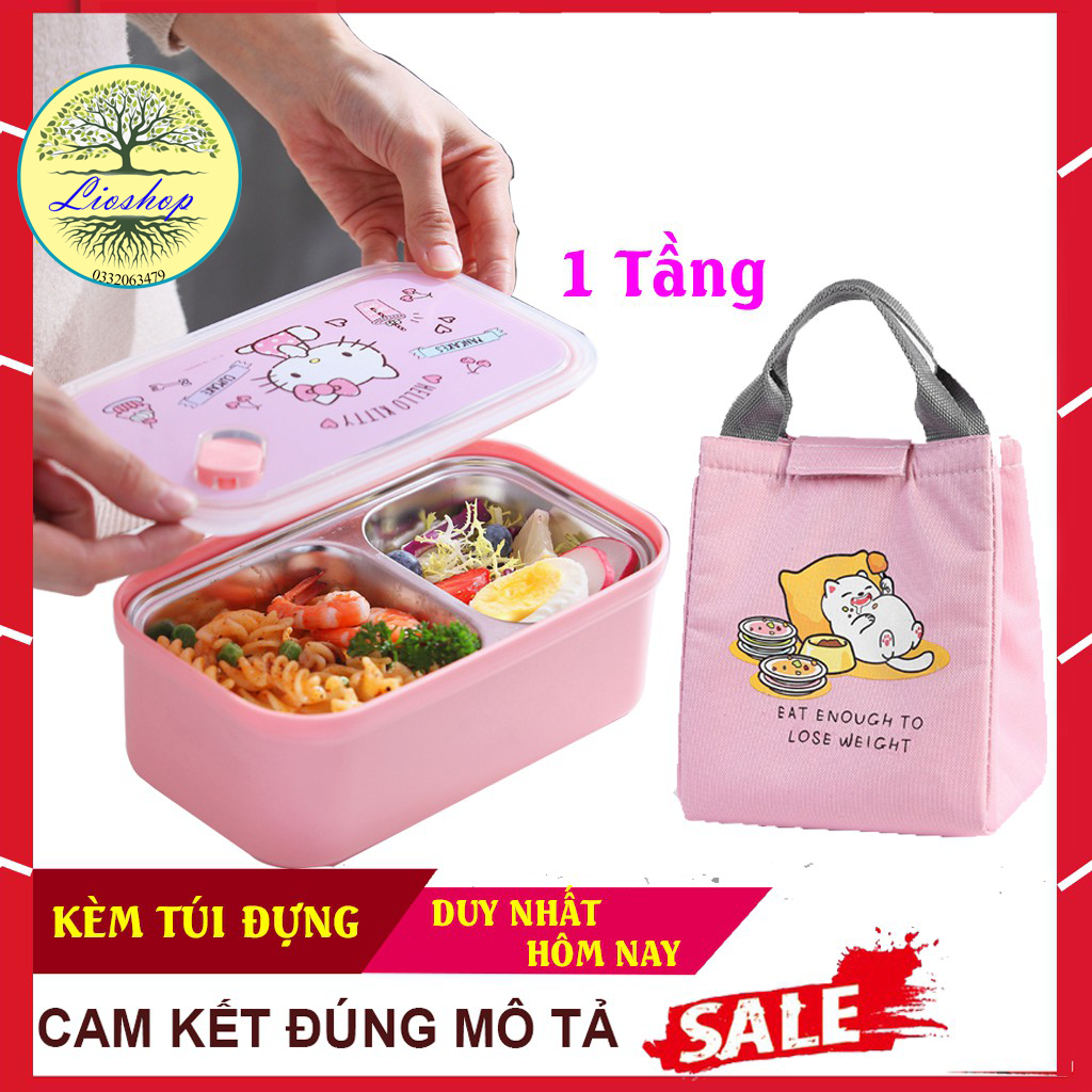 Hộp cơm giữ nhiệt,Hộp Cơm Văn phòng, Hộp cơm kèm túi đựng giữ nhiệt Hello Kitty siêu đẹp, siêu rẻ