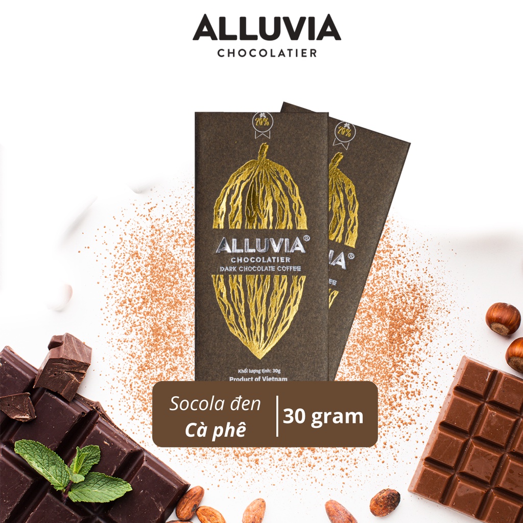 Socola đen nguyên chất vị Cà Phê đắng vừa ít ngọt Alluvia Chocolate thanh
