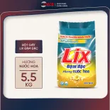 Bột giặt Lix đậm đặc hương nước hoa thơm mát 5,5 Kg PD575 giúp loại bỏ ẩm mốc làm sạch mọi vết bẩn cứng đầu giữ quần áo - Lixco Việt Nam