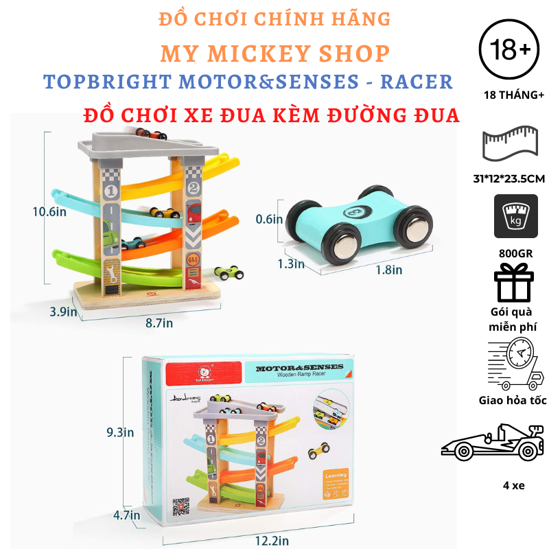 Topbright đồ chơi đường đua với 4 xe chạy thả educational toys motor sense car racetrack racer mymickeyshop