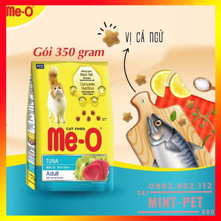 Thức ăn mèo lớn hạt khô me-o cho gói mini 350 gram