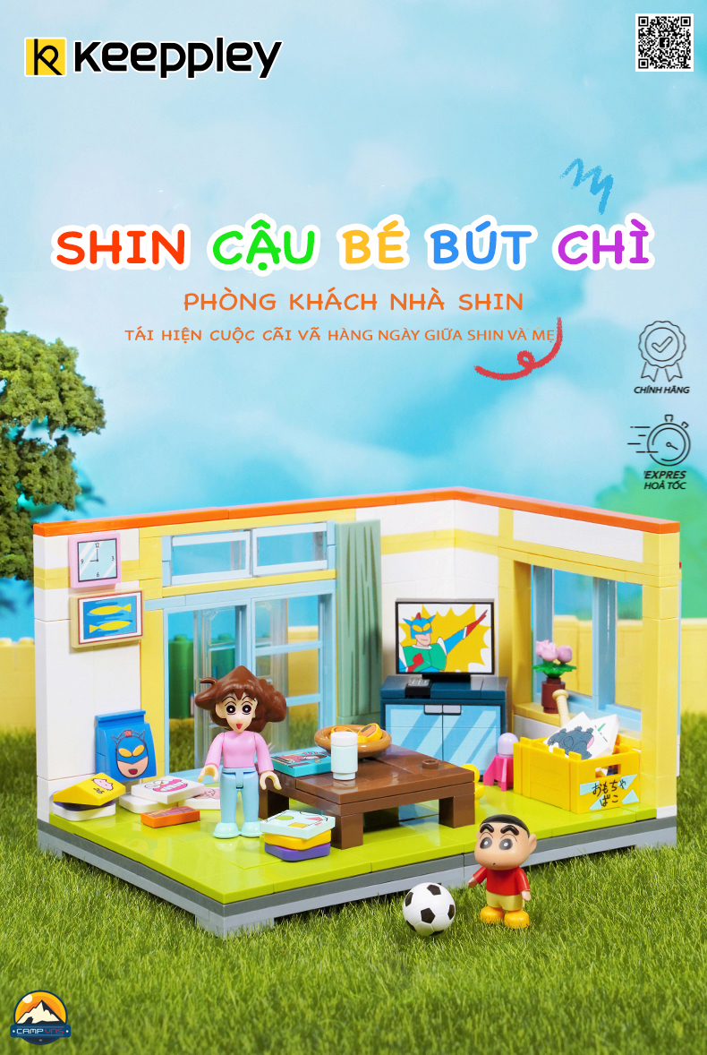 Đồ chơi lắp ráp xếp hình Shin cậu bé bút chì - Phòng khách nhà Shin chính hãng Keeppley