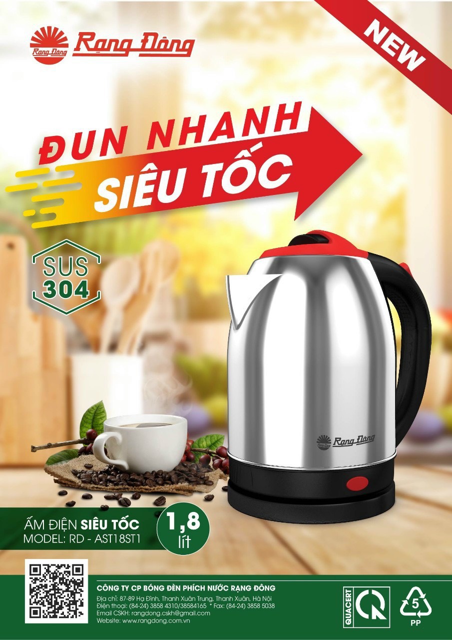 Ấm điện siêu tốc 1,8 lít - rạng đông