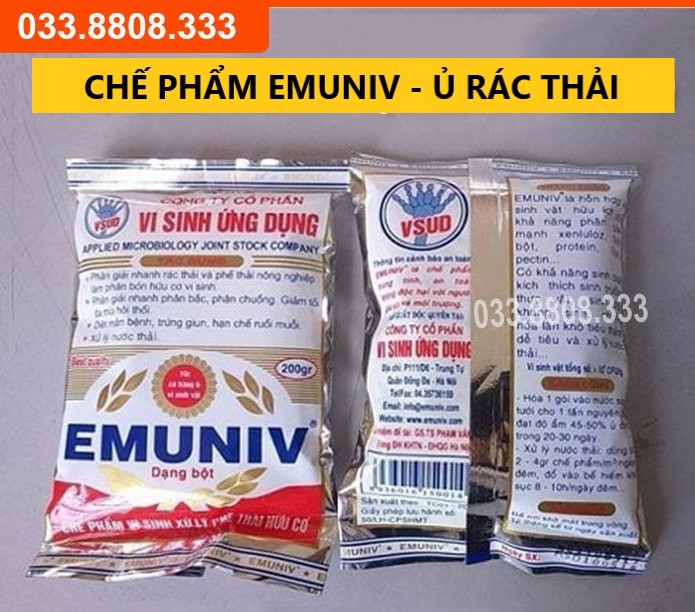 3GÓI EMUNIV 200G CHẾ PHẨM Ủ RÁC THẢI GIA ĐÌNH VÀ PHÂN -NHANH HIỆU QUẢ