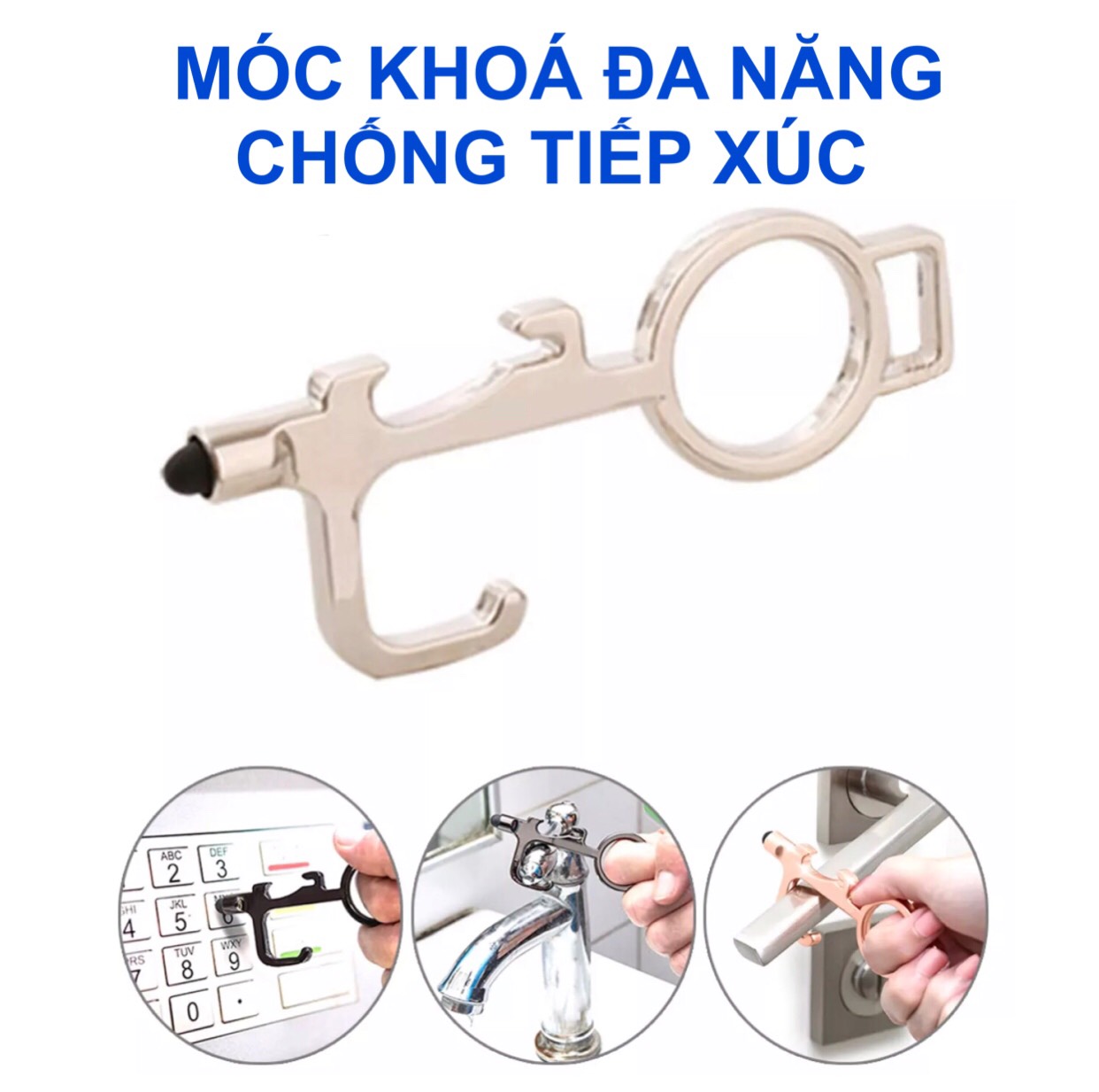 Móc khóa kim loại đa năng chống tiếp xúc