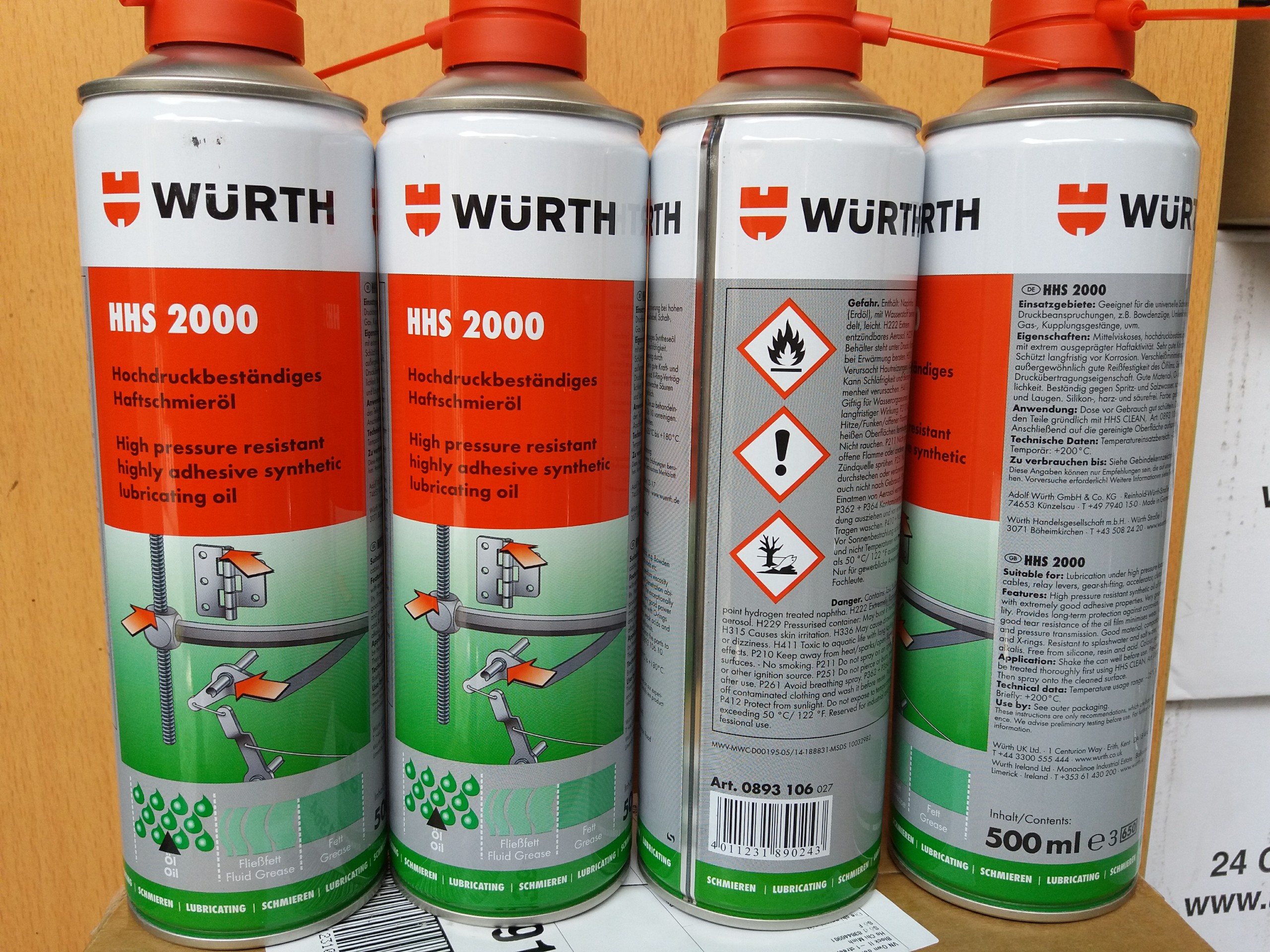 [HCM]Mỡ bò nước dạng xịt bôi trơn chịu nhiệt Wurth HHS 2000 500ml