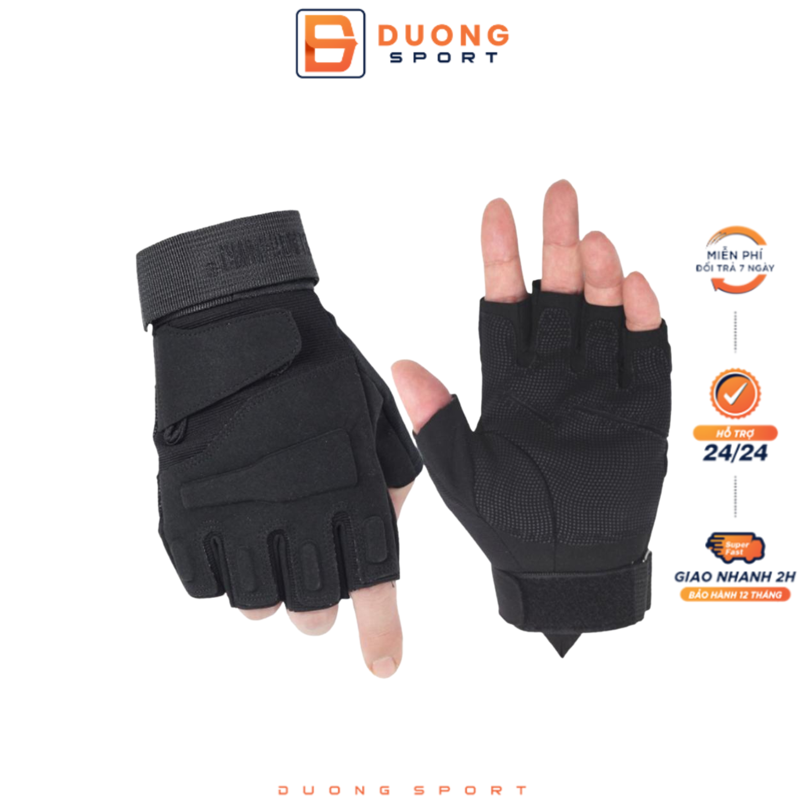 Găng Tay Đi Xe Máy Đi Phượt, Tập Thể Thao Black GT0012