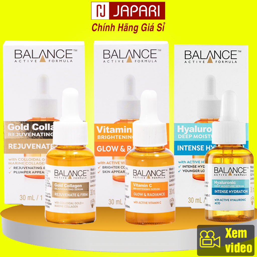 Serum Balance Vitamin C Dưỡng Trắng Da Mặt CHÍNH HÃNG- Tinh Chất Dưỡng Trắng Da Mờ Thâm Skincare  Serum Dưỡng Cấp Ẩm Hyaluronic, Serum Chống Lão Hoá Gold Collagen Niacinamide - Se rum  JAPARI
