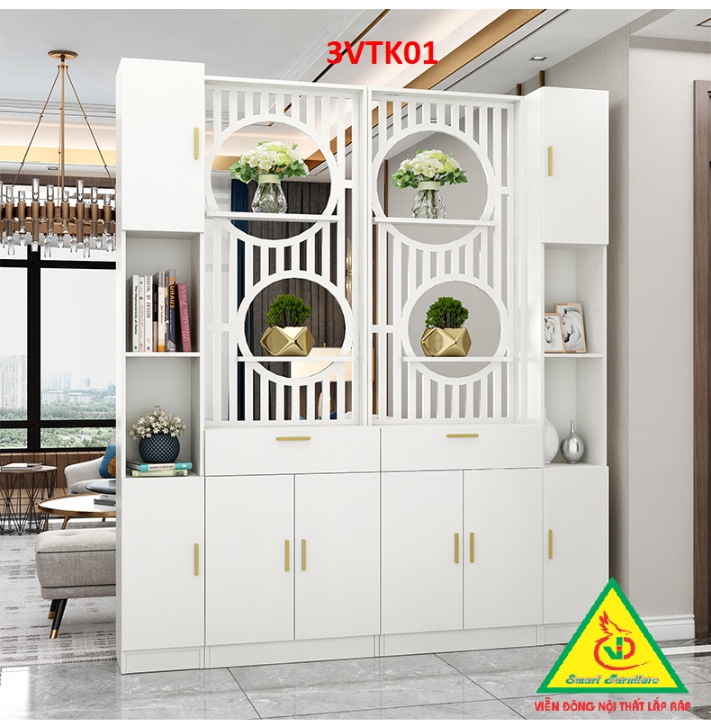 Vách ngăn phòng khách nhà bếp, Tủ kệ vách ngăn phòng 3VTK01A - Nội thất lắp ráp Viễn Đông ADV