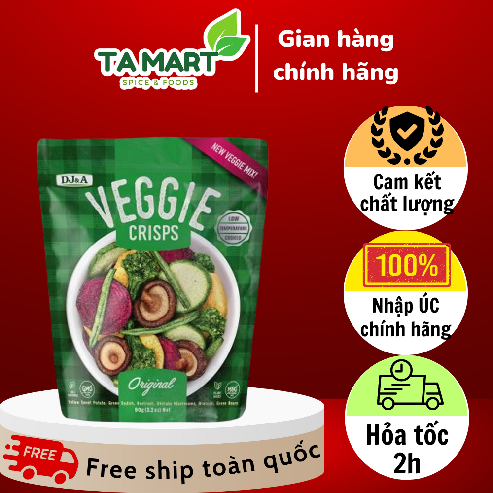 Rau củ sấy giòn vị truyền thống DJ&A 90gr - Ăn vặt rau củ - Veggie Crisps Original