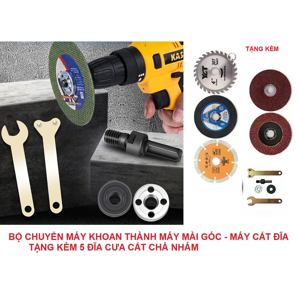 Bộ lưỡi cắt cưa mài gắn máy khoan ⚡️FREESHIP⚡️ Đầu chuyển đổi máy khoan thành máy cắt