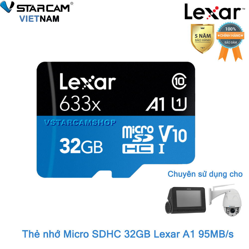 Thẻ nhớ micro sd 32gb 95mb/s a1 v10 u1 lexar bảo hành 5 năm