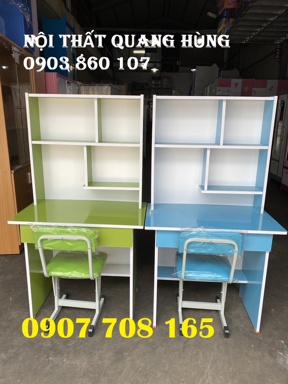 Bàn học sinh ván ép giá rẻ y hình 100% tặng hình dán