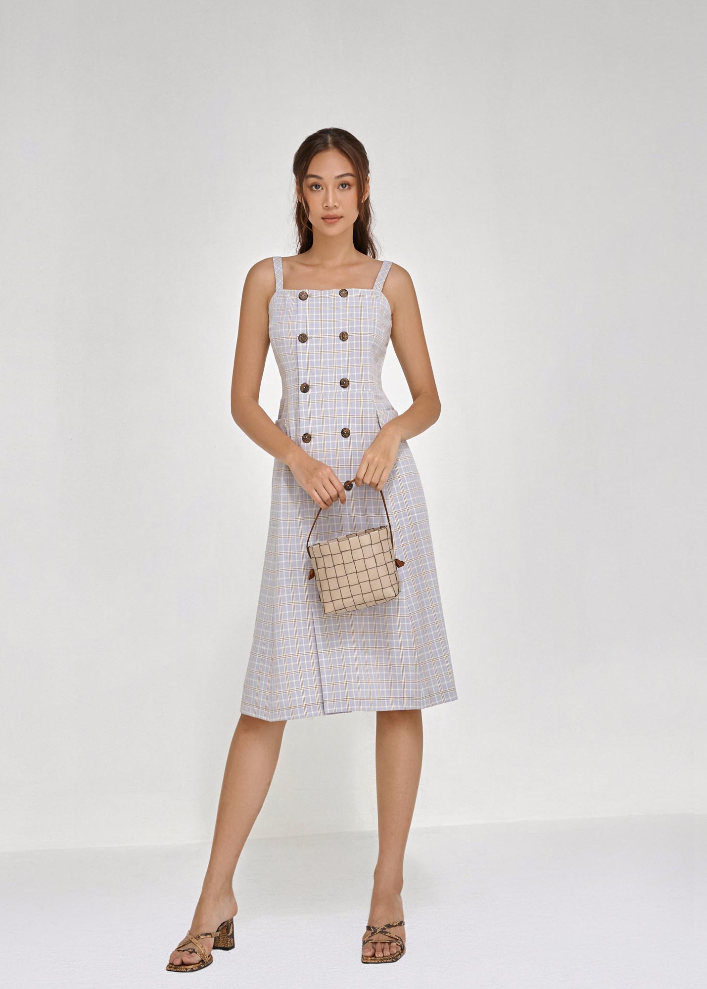 Đầm caro có nút - yv le & co
