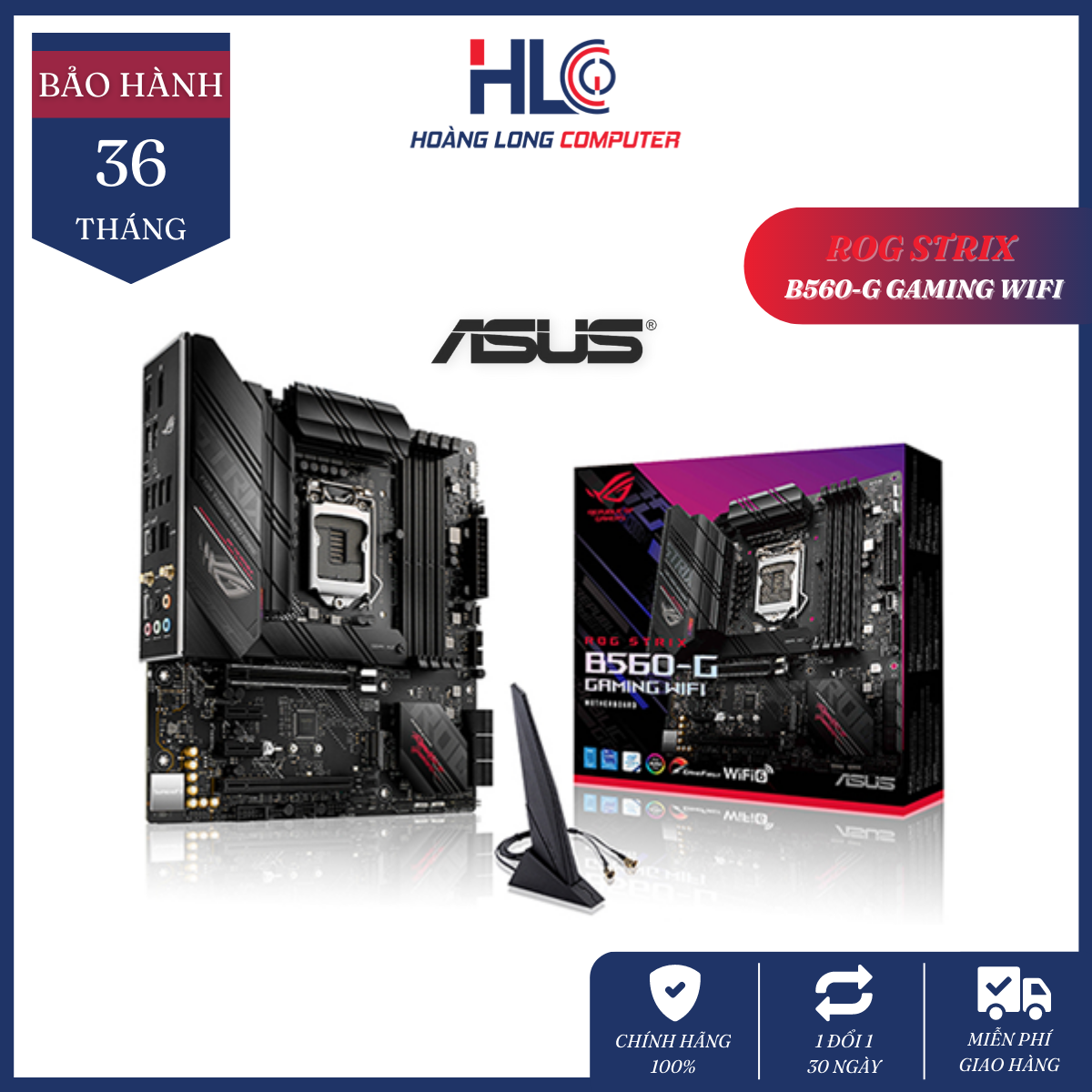Mainboard asus rog strix b560-g gaming wifi - intel b560, socket 1200, m-atx, 4 khe ram ddr4 - bo mạch chủ pc chính hãng asus mới 100% - bảo hành 36 tháng 1 đổi 1 - hlc gaming