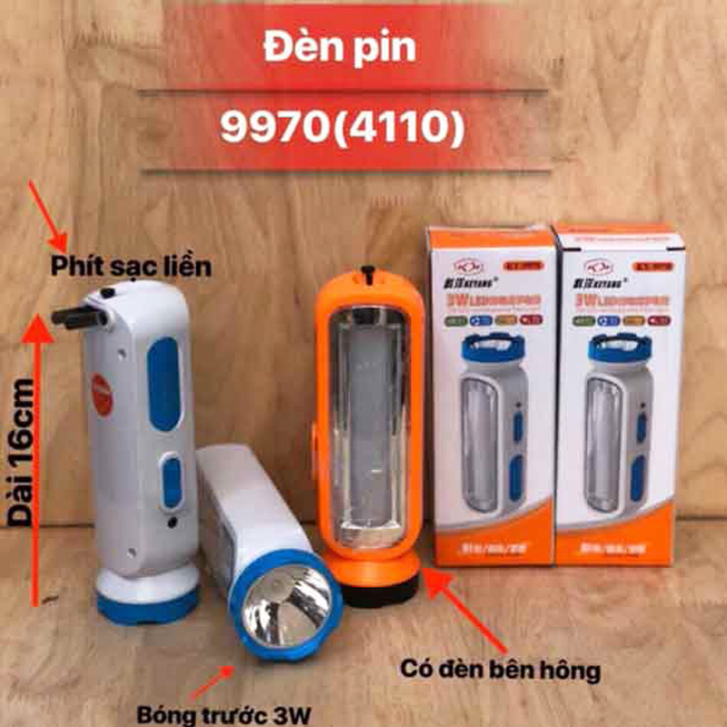 Đèn pin sạc 2 trong 1 keyang ky-9970 - kích thước 16 x 5 x 5cm