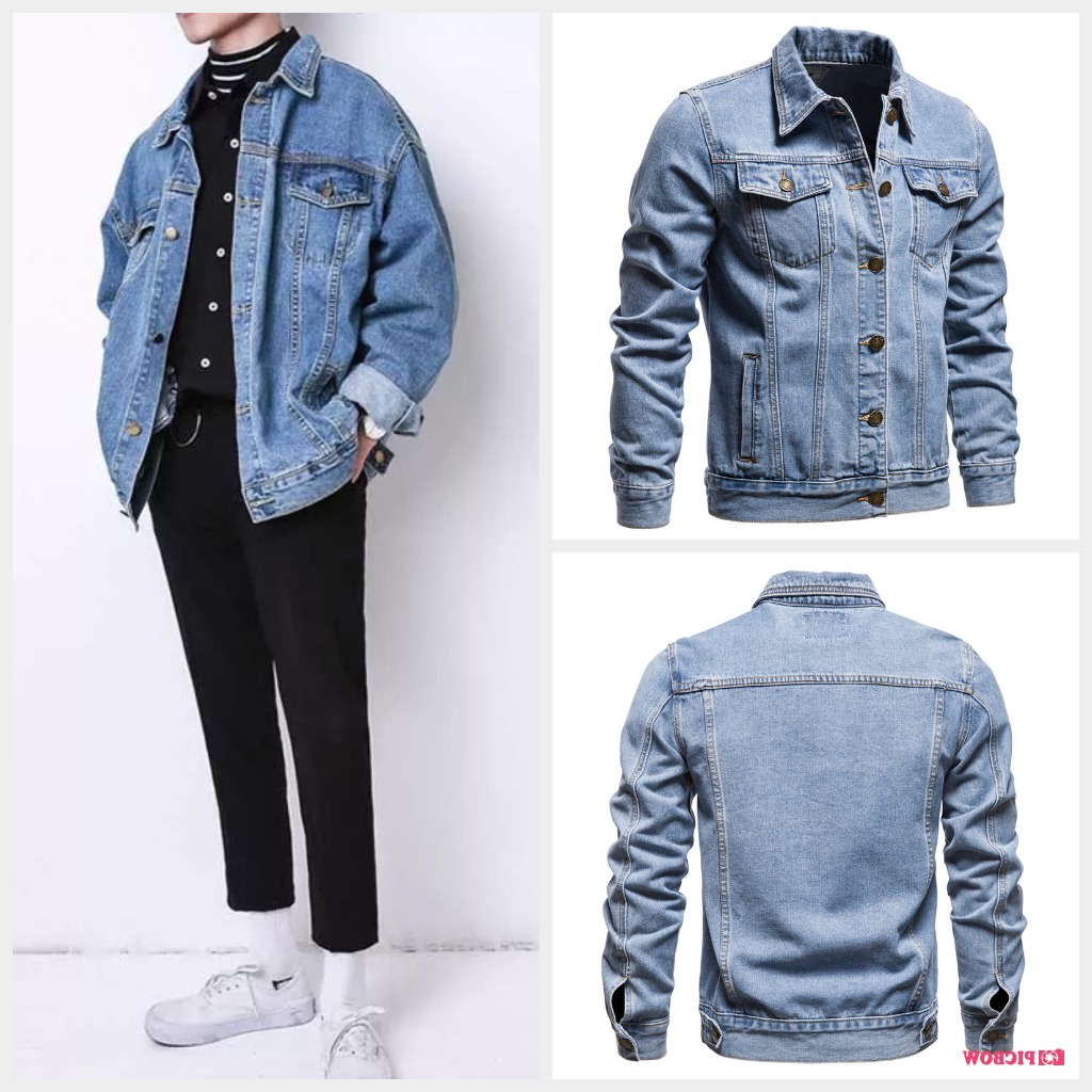 [HCM]ÁO KHOÁC JEANS NAM XANH TRƠN CAO CẤP SALE XẢ HÀNG