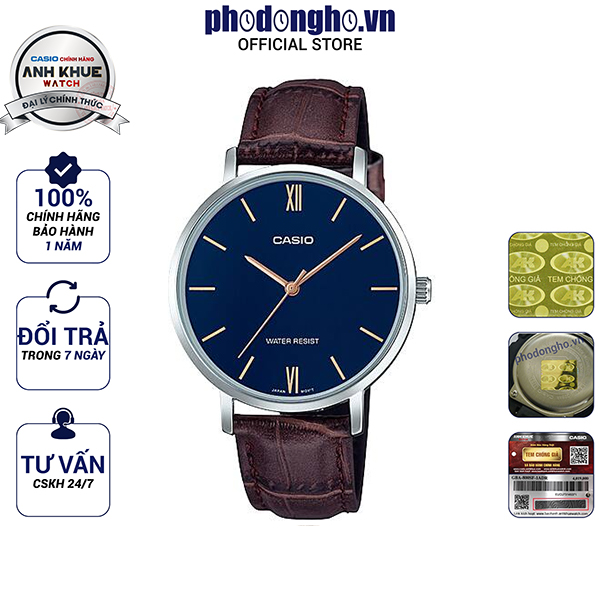 Đồng hồ nữ dây da casio anh khuê ltp-vt01l-2budf