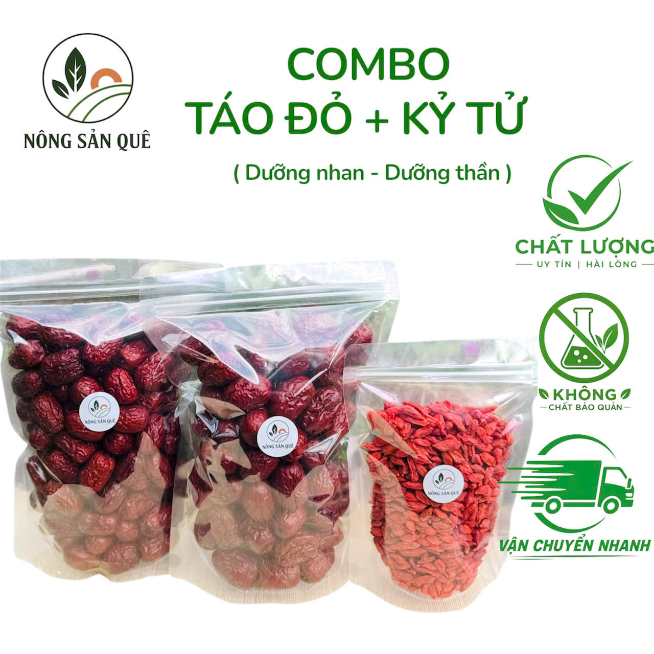 [ Kỷ tử To + Táo To ] COMBO 1kg Táo Đỏ Tân Cương và 150gr Kỷ Tử Ninh Hạ giúp bổ huyết