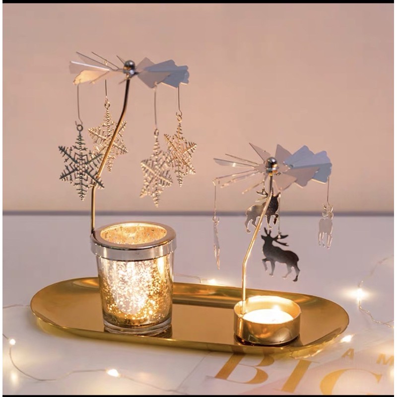 Chân đế nến xoay chong chóng trang trí bằng kim loại