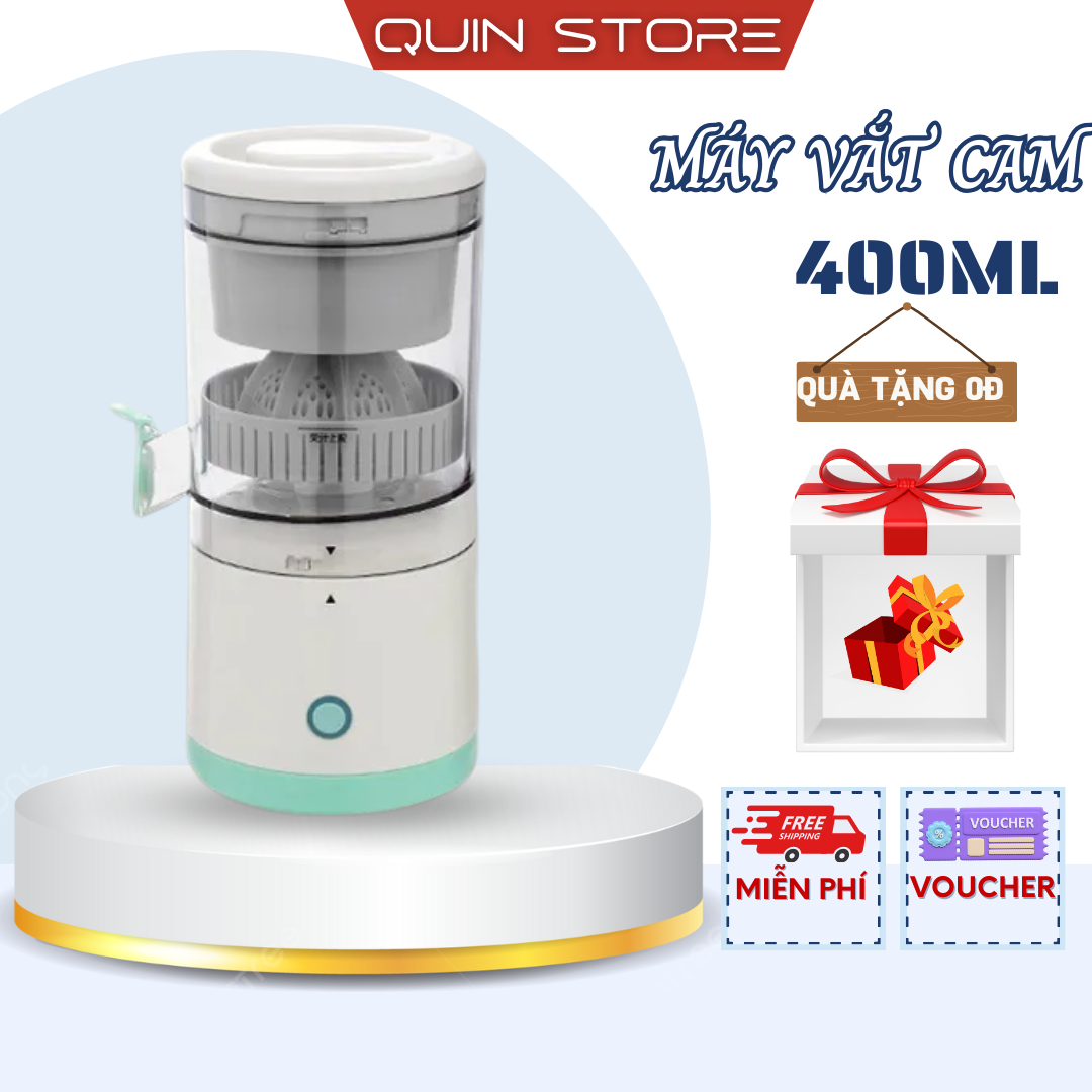 Máy vắt nước cam, máy ép cam vắt cam, máy ép trái cây chậm dung tích 400ml, máy vắt cam tự động dây sạc micro usb