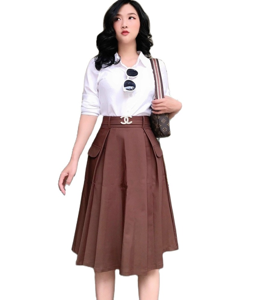⭕loại đẹp || chân váy dáng dài dập ly đơn giản dể phối đồ