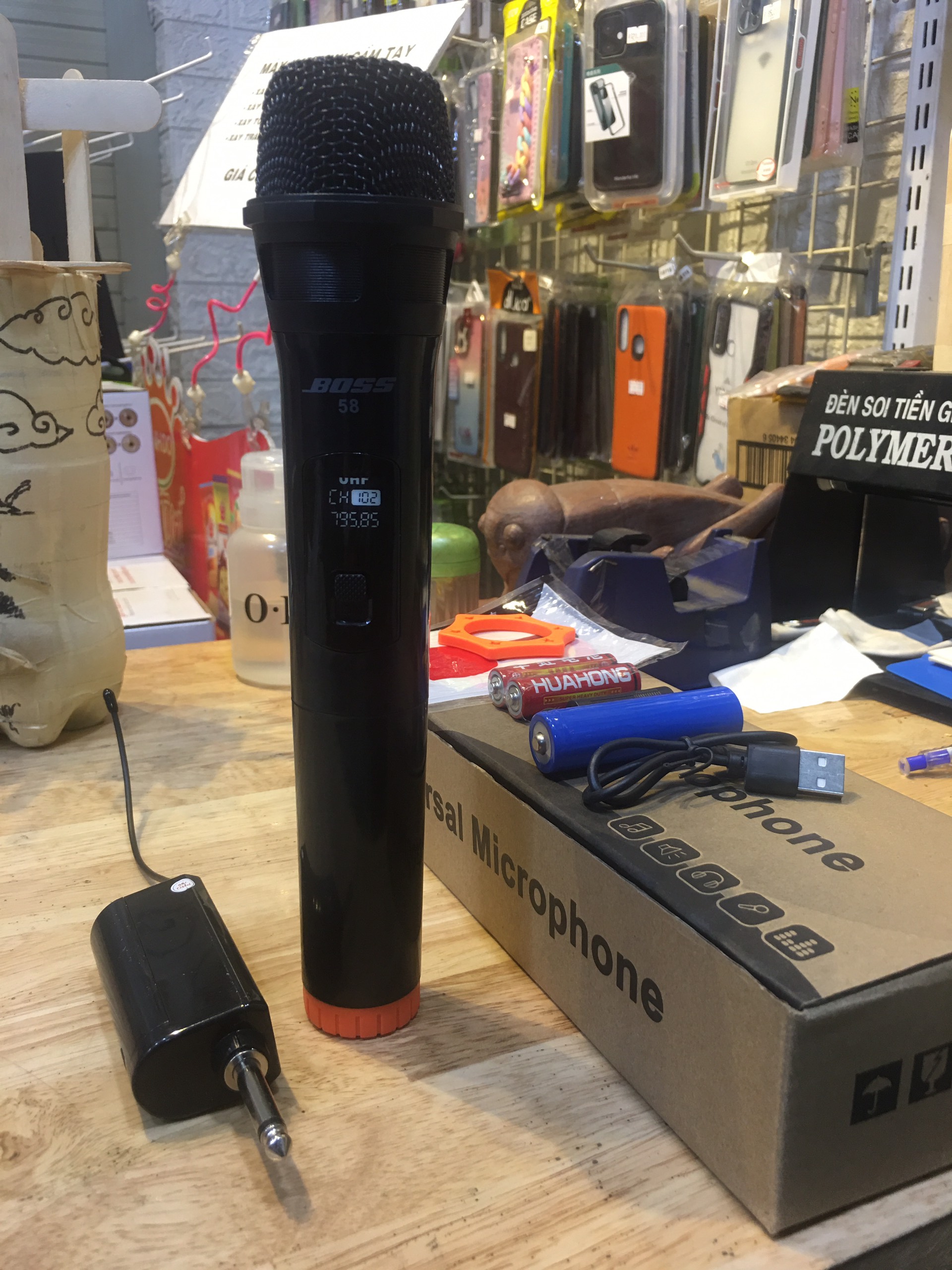 Micro không dây BOSS 58, míc hát karaoke chuyên nghiệp, kết nối bằng rack cắm không dây- LongAudi