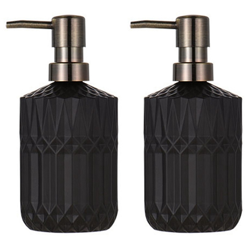10009  2X 400Ml Soap Dispenser Chic Glass Refill Empty Bottle Home Hotel Bathroom Conditioner Hand Soap Shampoo BottleBlack