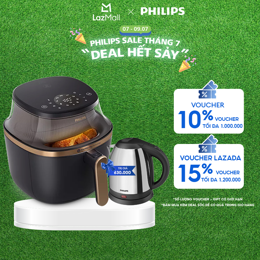 Nồi Chiên Không Dầu Philips NA342/00 cảm ứng 16 trong 1|7.2L|RapidAir Plus Mới, Giòn hơn - Hàng Chính Hãng
