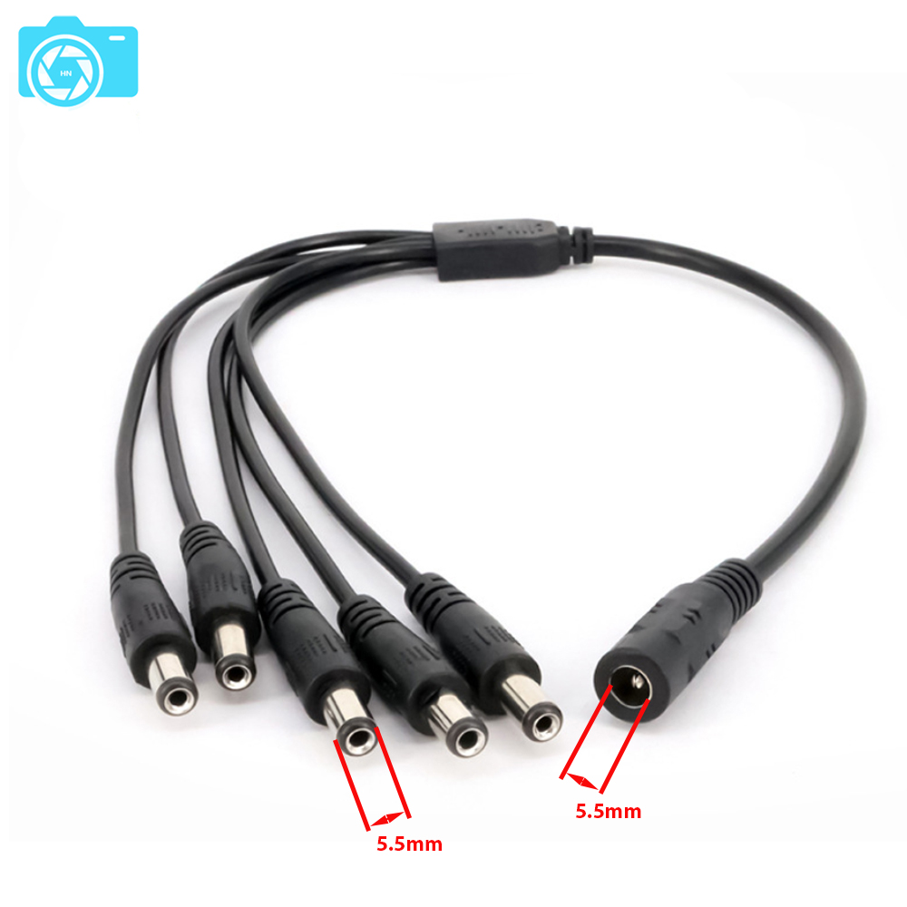 Dây chia nguồn DC, chia thành 5 đầu cắm nguồn chân tròn 5.5x2.1mm