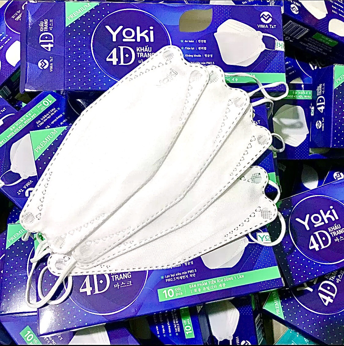 Khẩu trang 4d yoki premium |màu trắng| set 5 hộp | hàng cty vima tt
