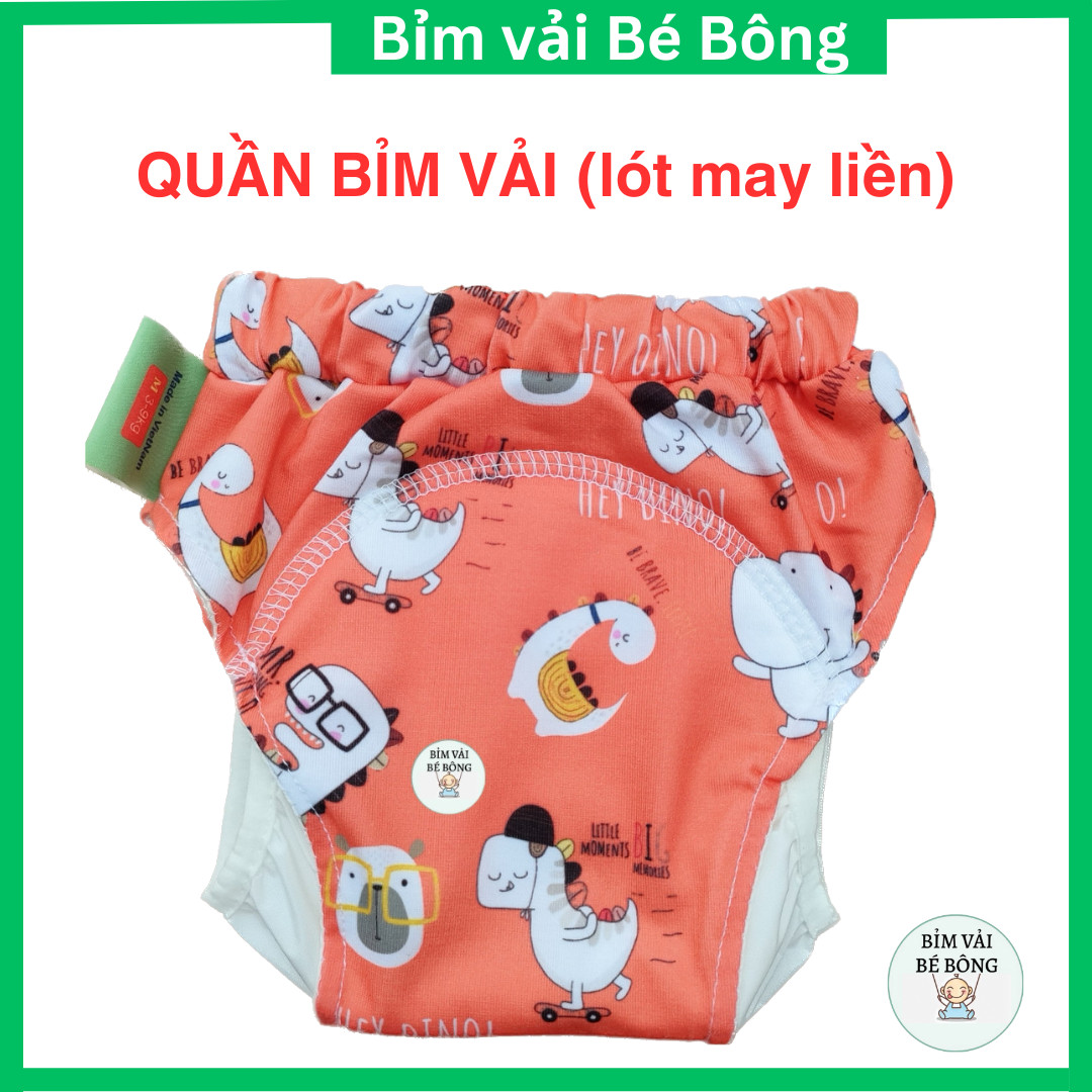 Quần bỉm vải Babu Nature (lót may liền) có vách chống tràn, chống thấm, chống tràn
