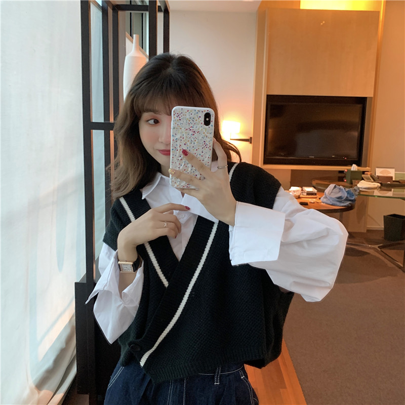 Áo gile len ulzzang dáng ngắn NB26
