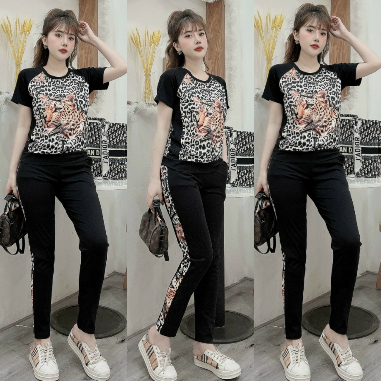 Đồ bộ thun họa tiết beo in 3D sắc nét