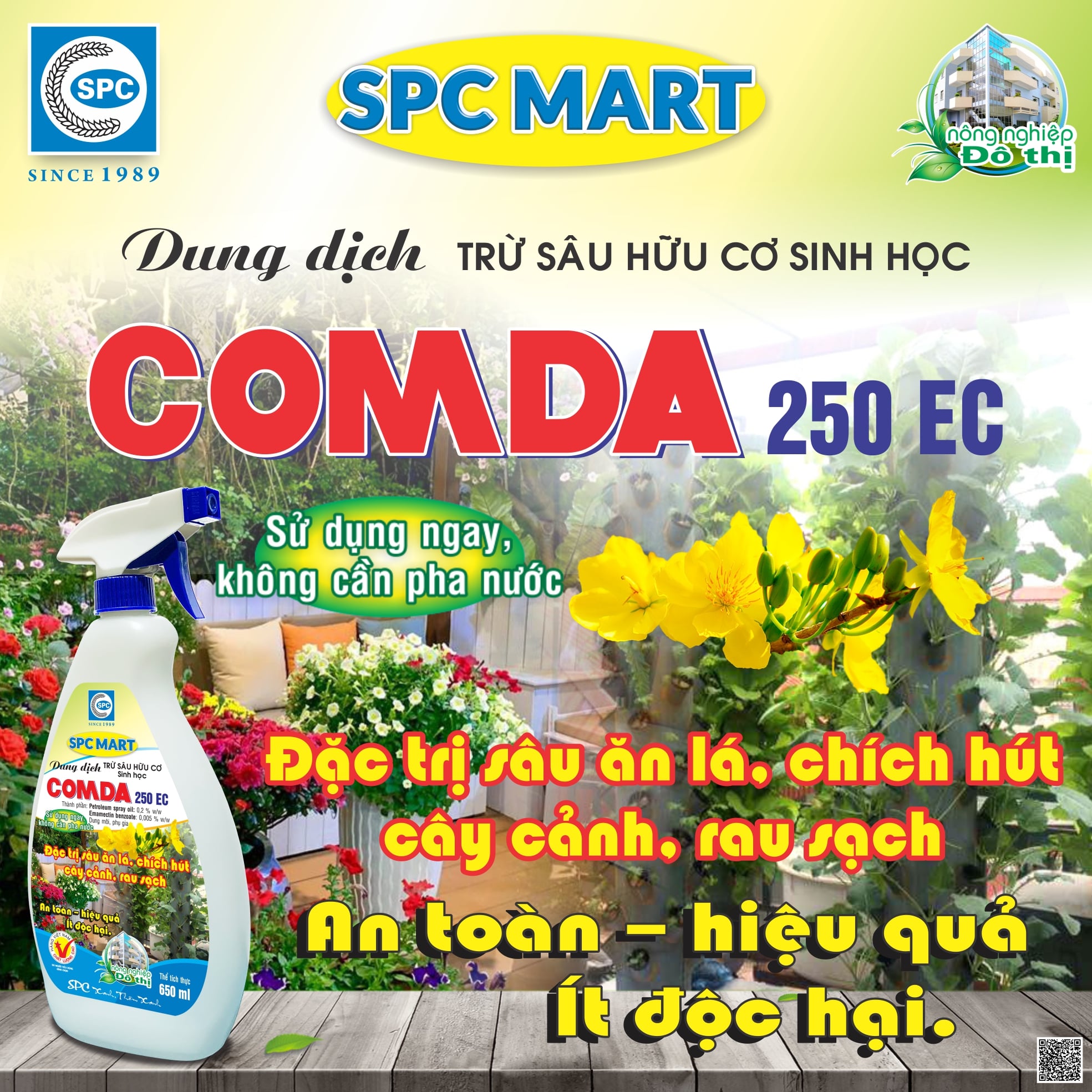 DUNG DỊCH ĐẶC TRỊ SÂU ĂN LÁ, CHÍCH HÚT CÂY KIỂNG, RAU SẠCH (AN TOÀN & HIỆU QUẢ) - COMDA 250 EC