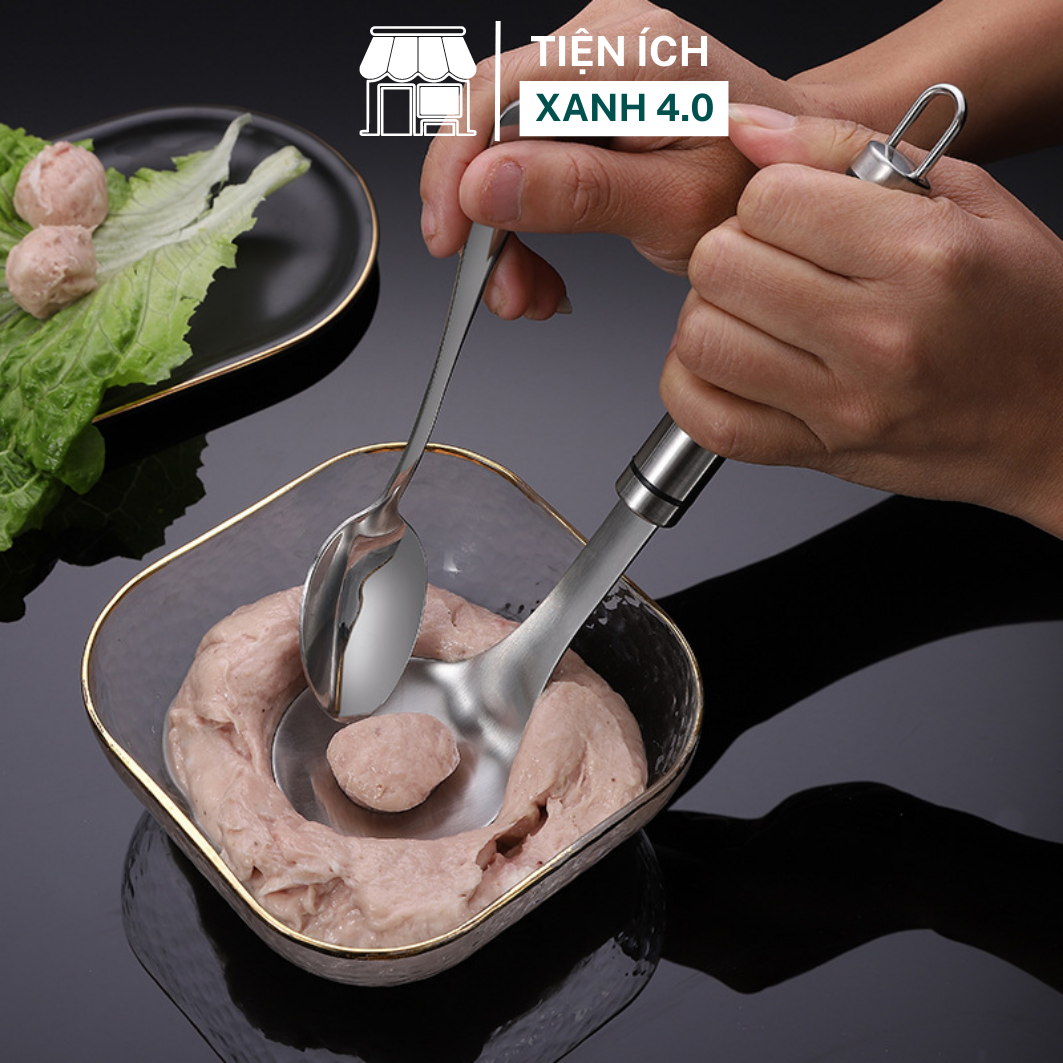 Thìa nặn thịt viên inox 304, làm thịt viên tròn, nặn mọc, cá viên, thiết kế thông minh dễ dàng sử dụng
