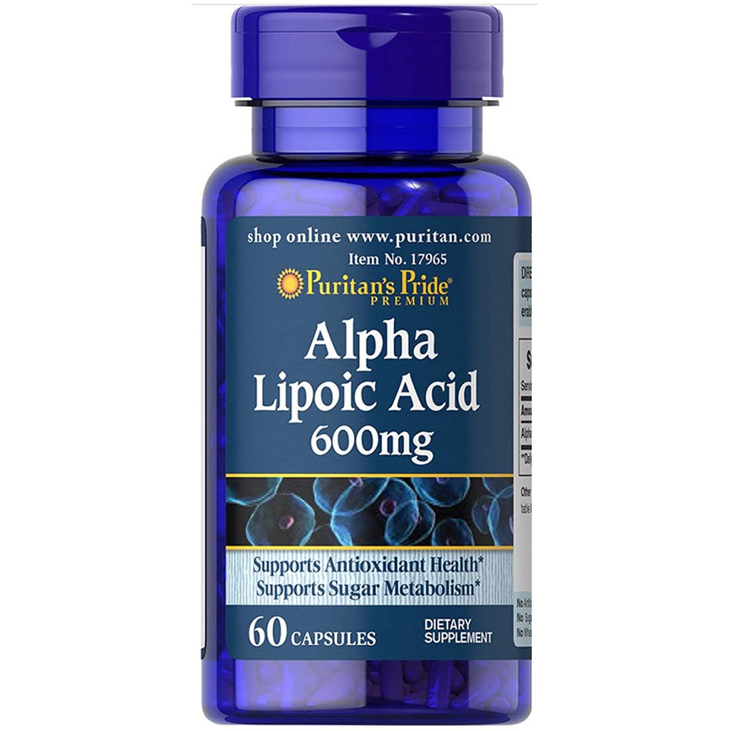 Puritan's Pride Alpha lipoic acid 600mg Viên uống đẹp da, chống lão hóa 60 viên