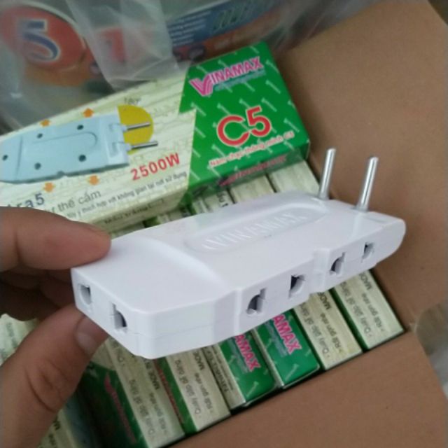 [HOT] Phích, ổ cắm (xoay 180) chia điện 1 ra 3 cổng, 1 ra 5 cổng chịu tải cao 2500W (BH 6 tháng)