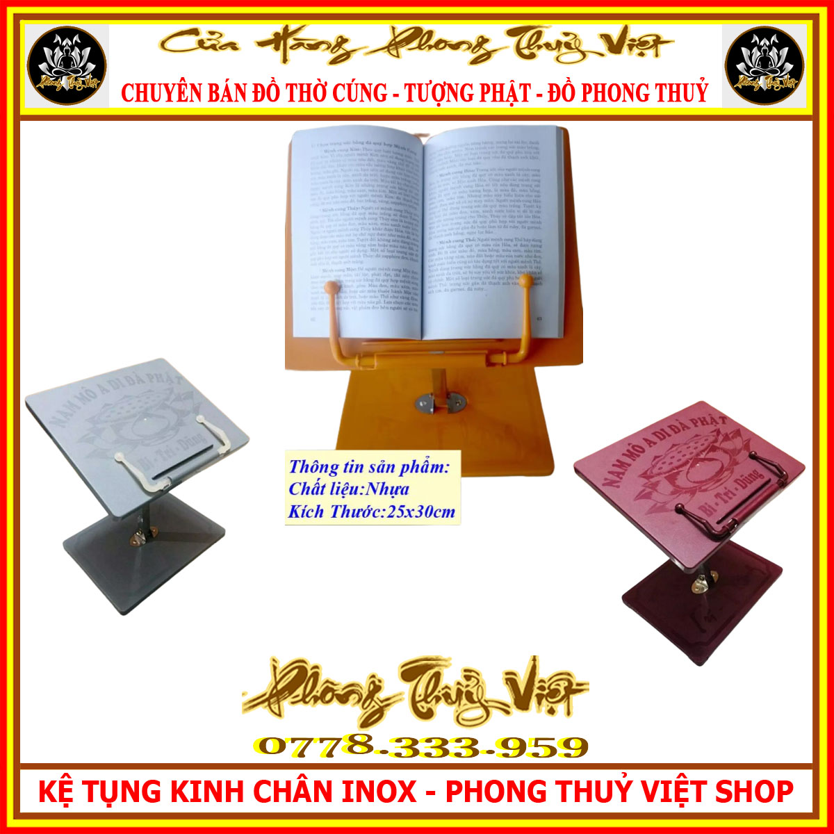 Hàng tốt - Kệ tụng kinh, kệ để kinh nhựa ABS chân inox gấp gọn