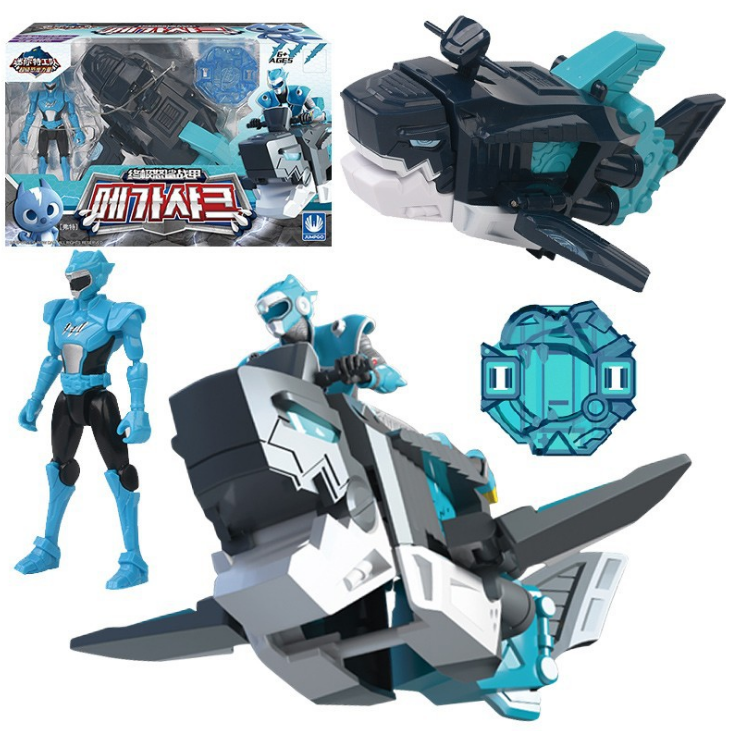 Mô hình siêu nhân Jacky và Khủng long Megalodon cá mập đồ chơi miniforce biệt đội siêu nhân nhí