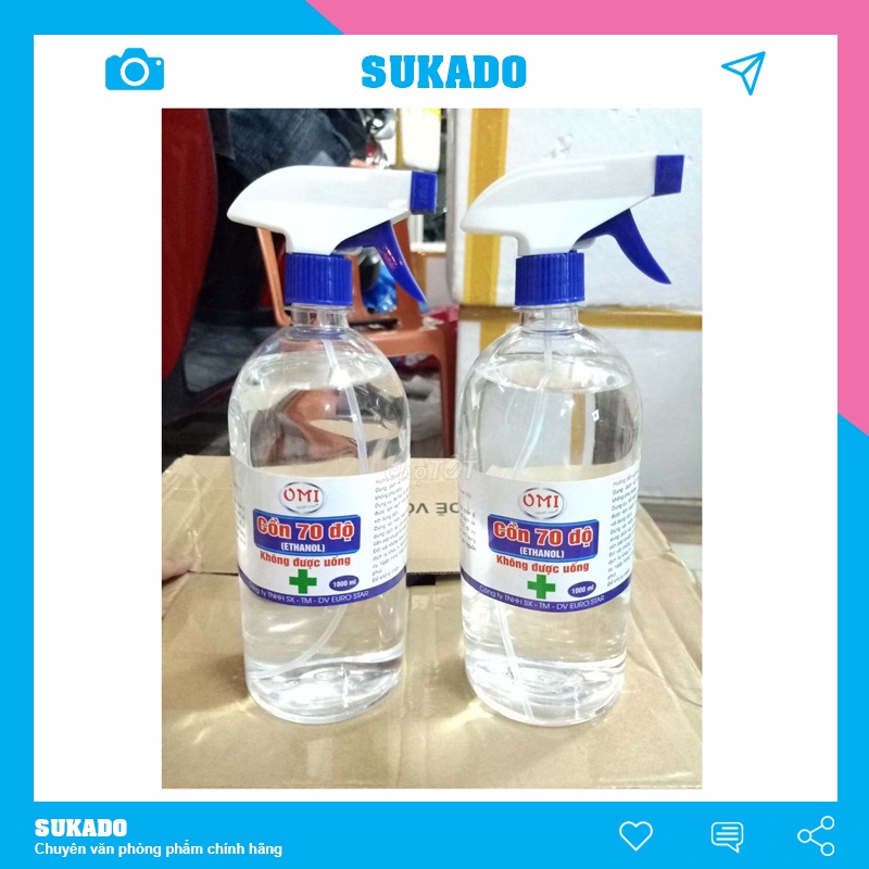 Cồn sát khuẩn 70 độ dạng xịt y tế 1000ml sukado